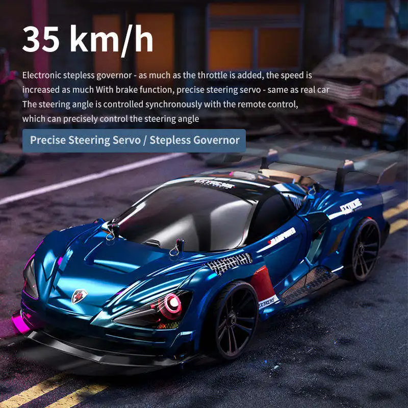 Voiture RC Drift 4WD 35 km/h avec Phares LED – Télécommande 80m Échelle 1:14