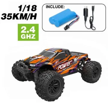 Voiture RC Tout-Terrain 4WD 1/18 – 36 km/h, Télécommande 4 Canaux, Prête à l'emploi