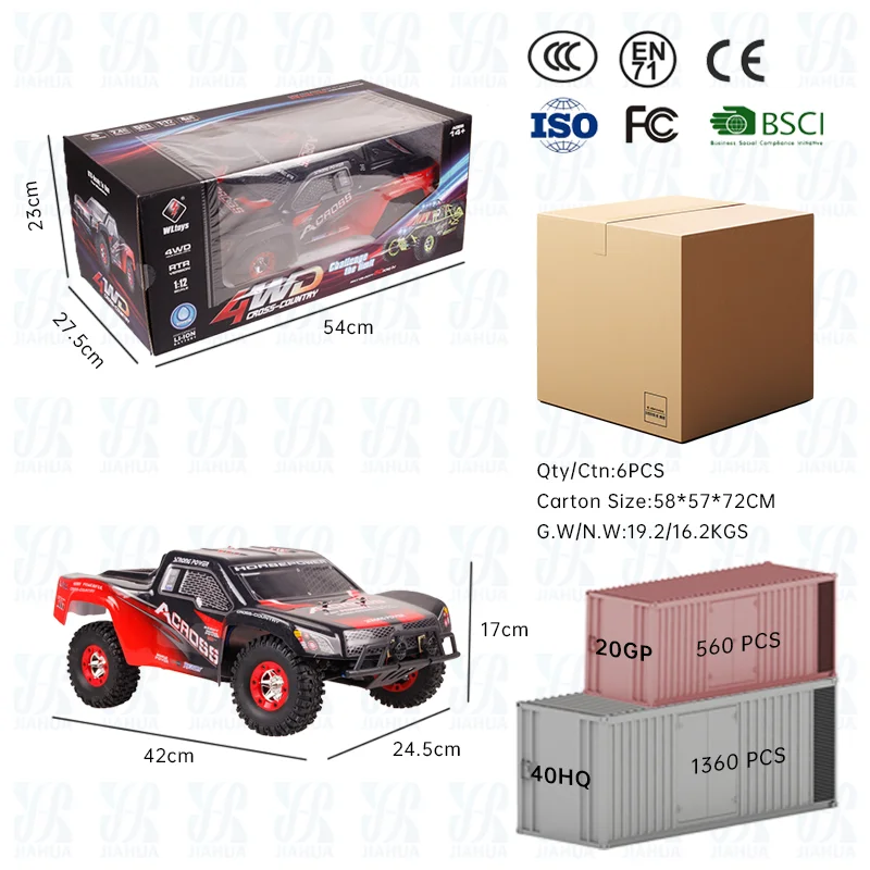Voiture RC Tout-Terrain 1/12 | 4WD 50 km/h Télécommande 100m | Prêt à l'emploi