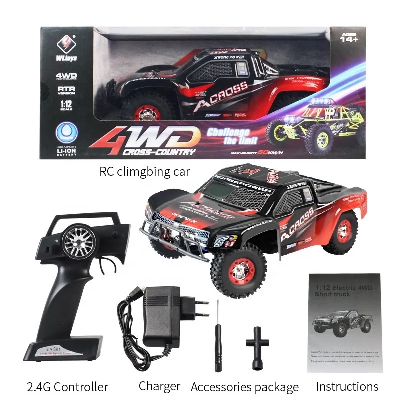 Voiture RC Tout-Terrain 1/12 | 4WD 50 km/h Télécommande 100m | Prêt à l'emploi