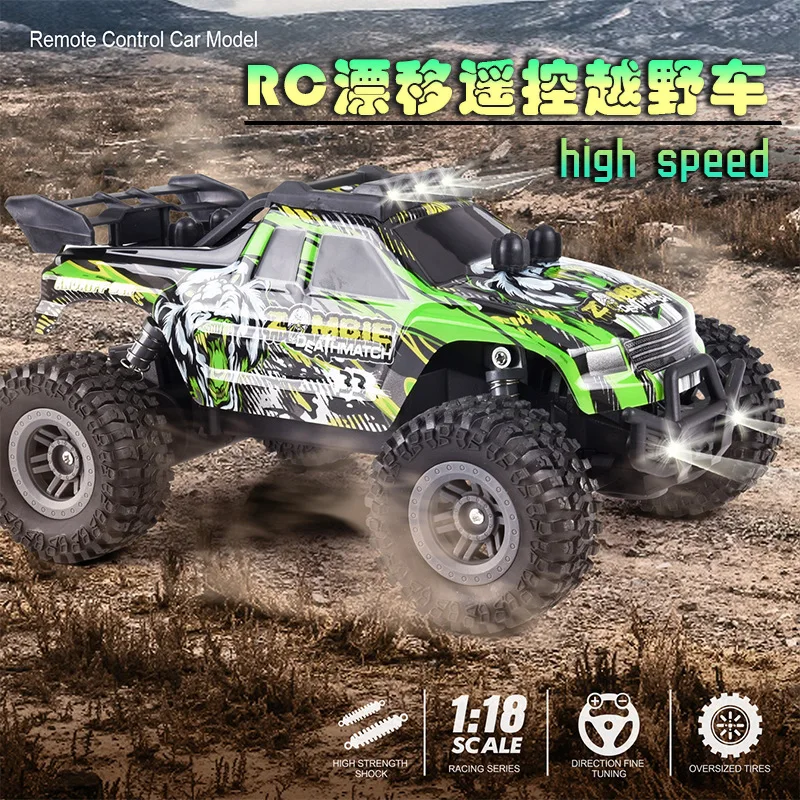 Voiture RC Tout-Terrain AiJH 1:18 – 15 km/h, 4 Canaux, Éclairage LED, 2.4 GHz