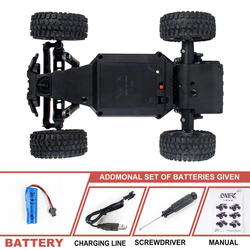 Voiture RC Tout-Terrain AiJH 1:18 – 15 km/h, 4 Canaux, Éclairage LED, 2.4 GHz