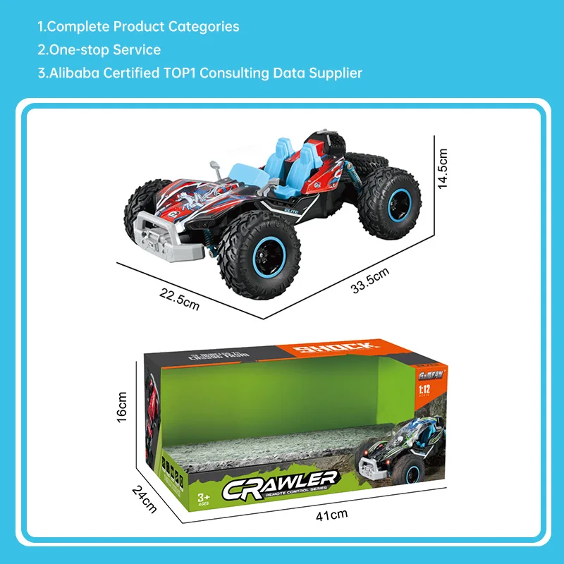 Voiture télécommandée RC 1:16 avec lumières LED – 4 canaux 2.4GHz