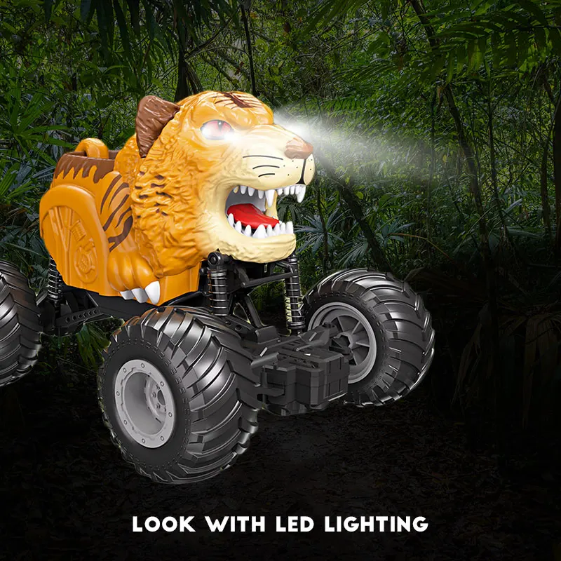 Voiture Tigre Télécommandée 2.4G Tout-Terrain avec Lumières – Escalade, 4 Canaux, Cadeau Enfant