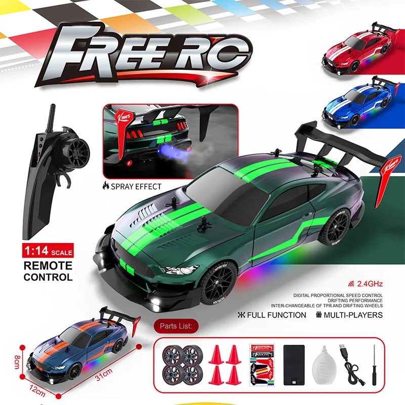 Voiture RC Drift AiJH 1:14 avec Lumières & Effet Fumée – Télécommande 4 Canaux