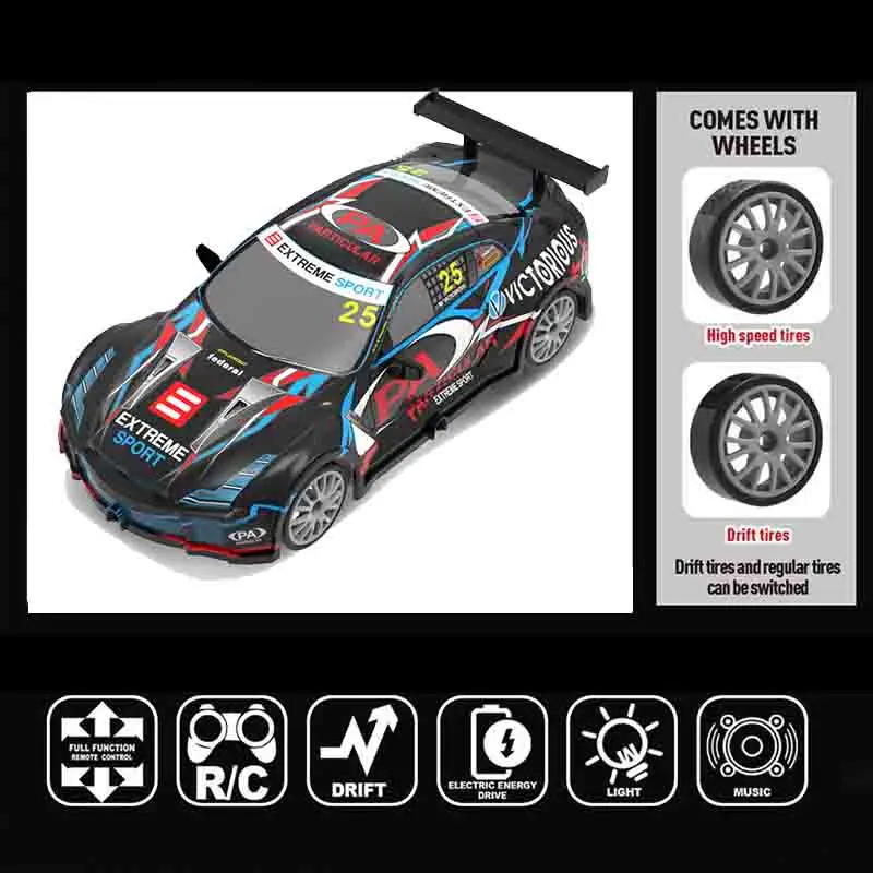 Voiture RC Drift 4x4 AiJH avec Effets Lumineux – Télécommandée, Câble USB inclus