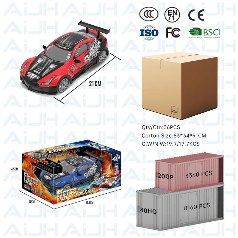 Voiture RC Drift 4x4 AiJH avec Effets Lumineux – Télécommandée, Câble USB inclus