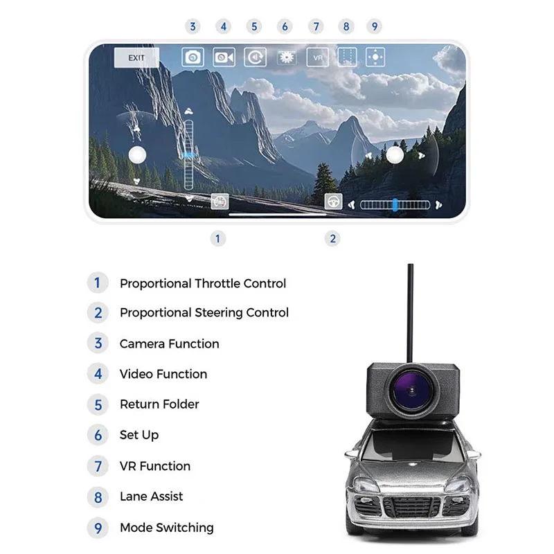 Mini Voiture RC Drift 1:64 avec Caméra HD 720P et Contrôle via Application