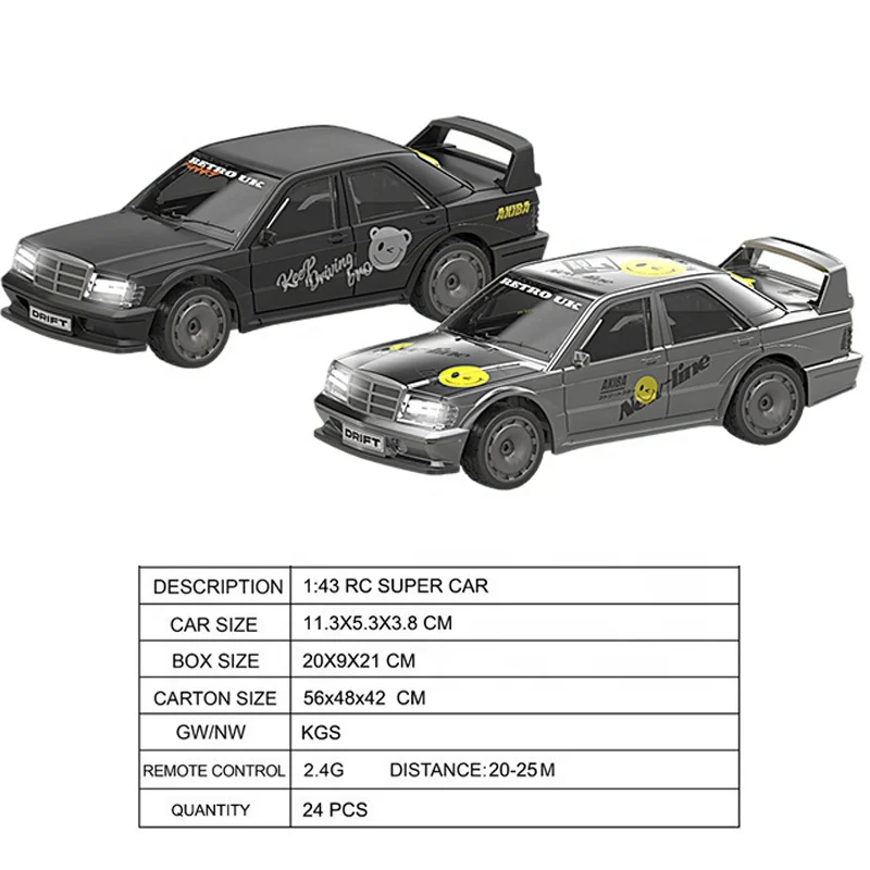 Mini Voiture RC Drift 1:43 Gyroscope ESP 4x4 Télécommande Feux LED Enfants