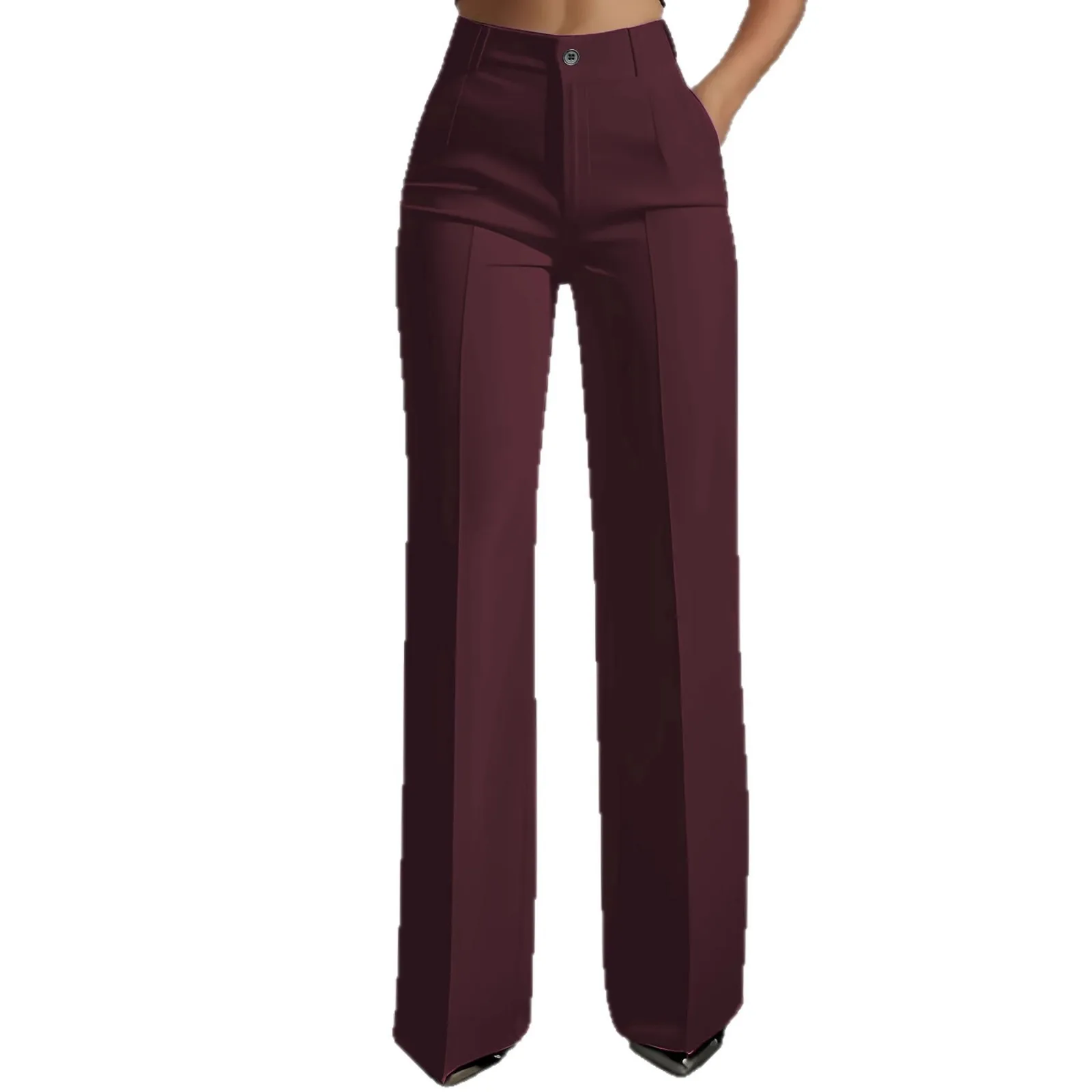 Pantalon costume homme coupe droite taille haute – Style décontracté & élégant