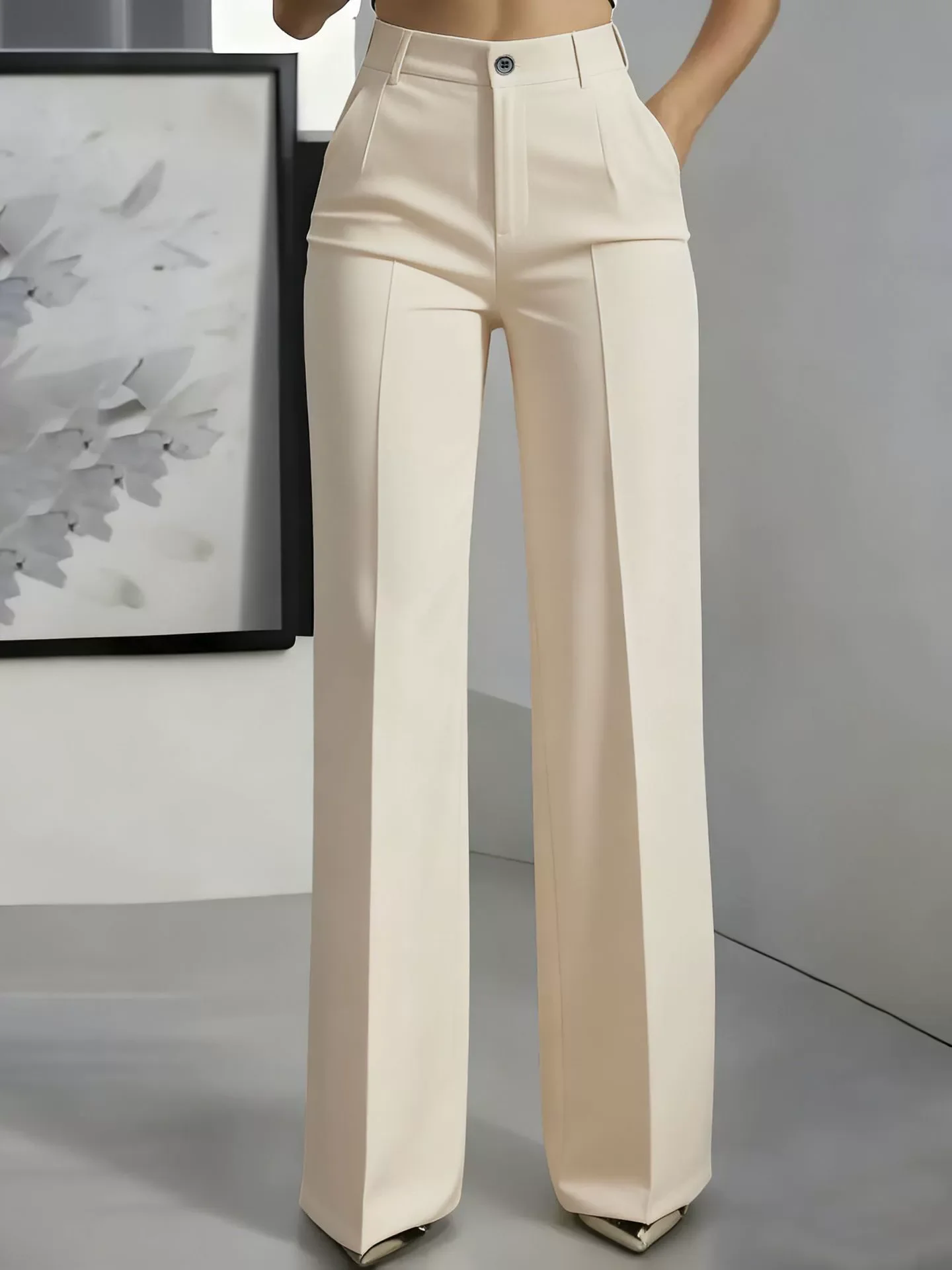 Pantalon costume homme coupe droite taille haute – Style décontracté & élégant
