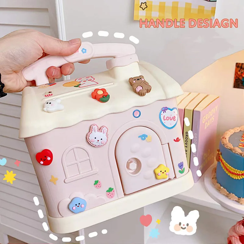 Tirelire Maison Kawaii avec Serrure et Clé – Coffre-fort Mignon pour Enfants et Adultes