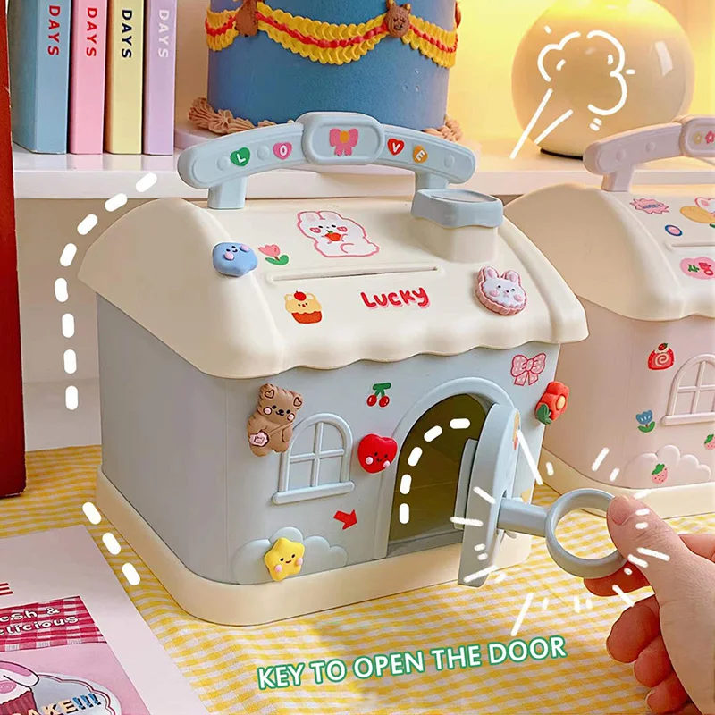 Tirelire Maison Kawaii avec Serrure et Clé – Coffre-fort Mignon pour Enfants et Adultes