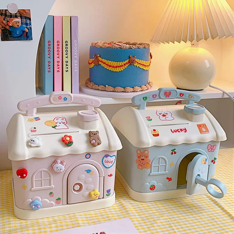 Tirelire Maison Kawaii avec Serrure et Clé – Coffre-fort Mignon pour Enfants et Adultes