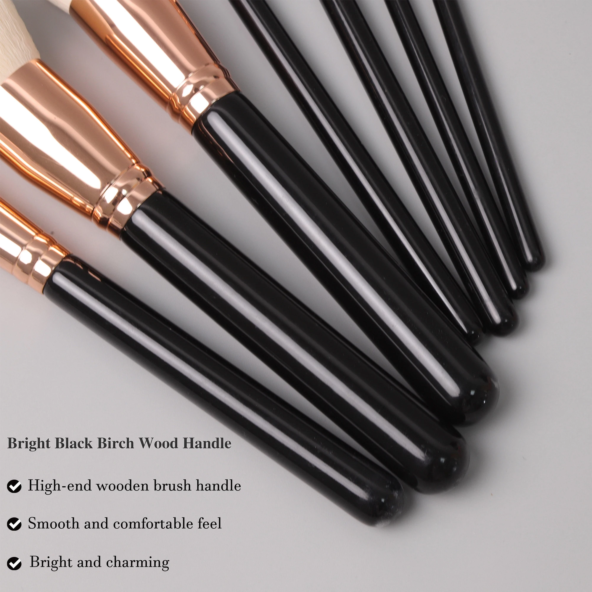 Set 7 Pinceaux de Maquillage Professionnels EMF – Poils Synthétiques & Manche en Bois