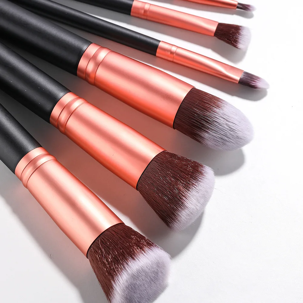 Set 14 Pinceaux Maquillage Synthétiques Or Rose – Fond de Teint, Fards & Poudre