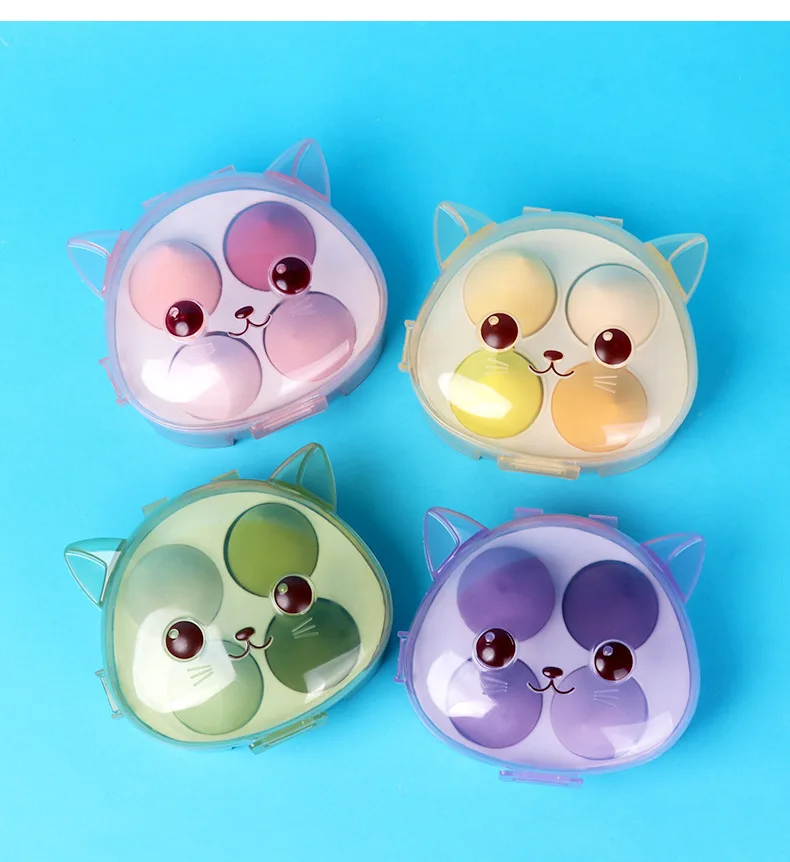 Lot de 4 éponges maquillage œuf – Application fond de teint sèche & humide, lavable