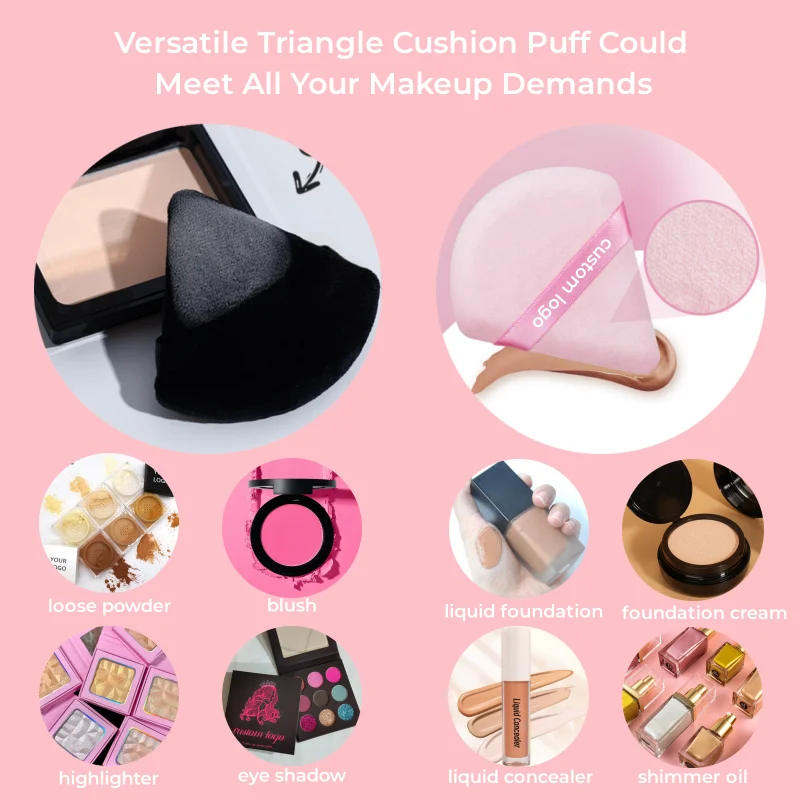 Éponge Triangle Rose en Coton Bio Lavable – Houppette Maquillage Fond de Teint