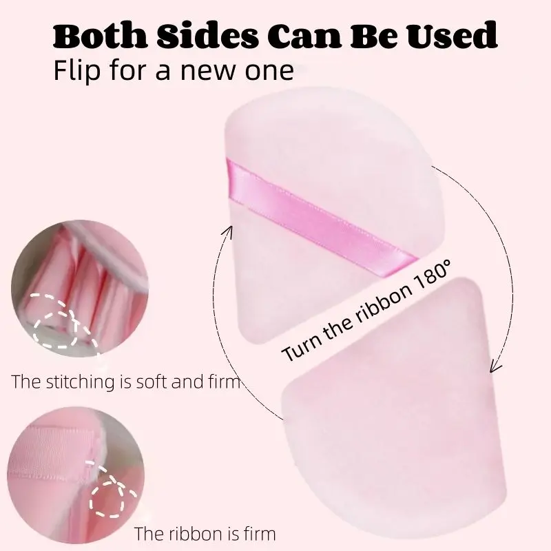 Éponge Triangle Rose en Coton Bio Lavable – Houppette Maquillage Fond de Teint