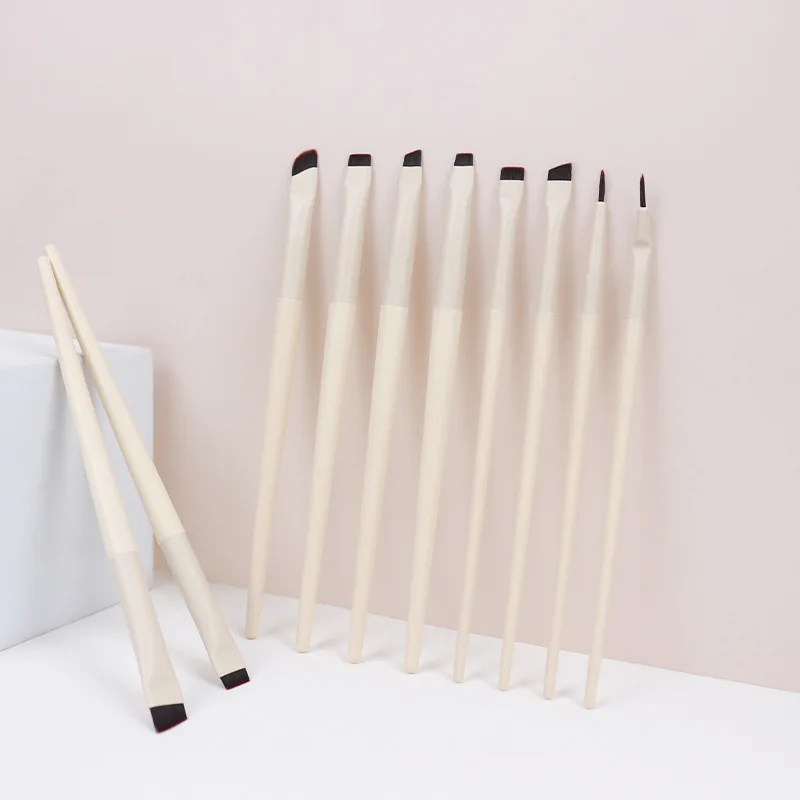 Set 10 Pinceaux Eye-liner & Sourcils Ultra-Fins – Têtes Plates & Inclinées, Poils Synthétiques