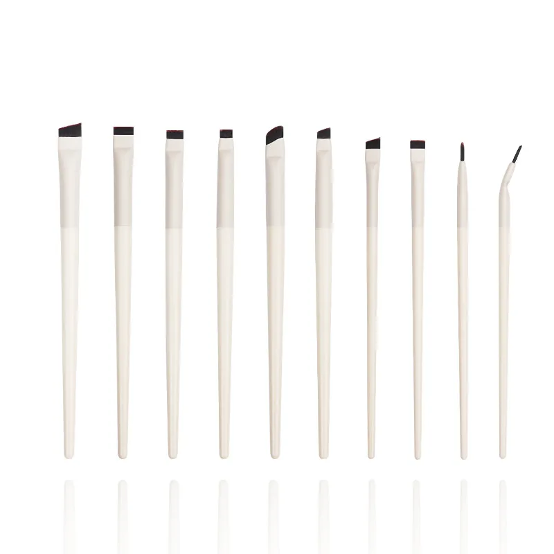 Set 10 Pinceaux Eye-liner & Sourcils Ultra-Fins – Têtes Plates & Inclinées, Poils Synthétiques
