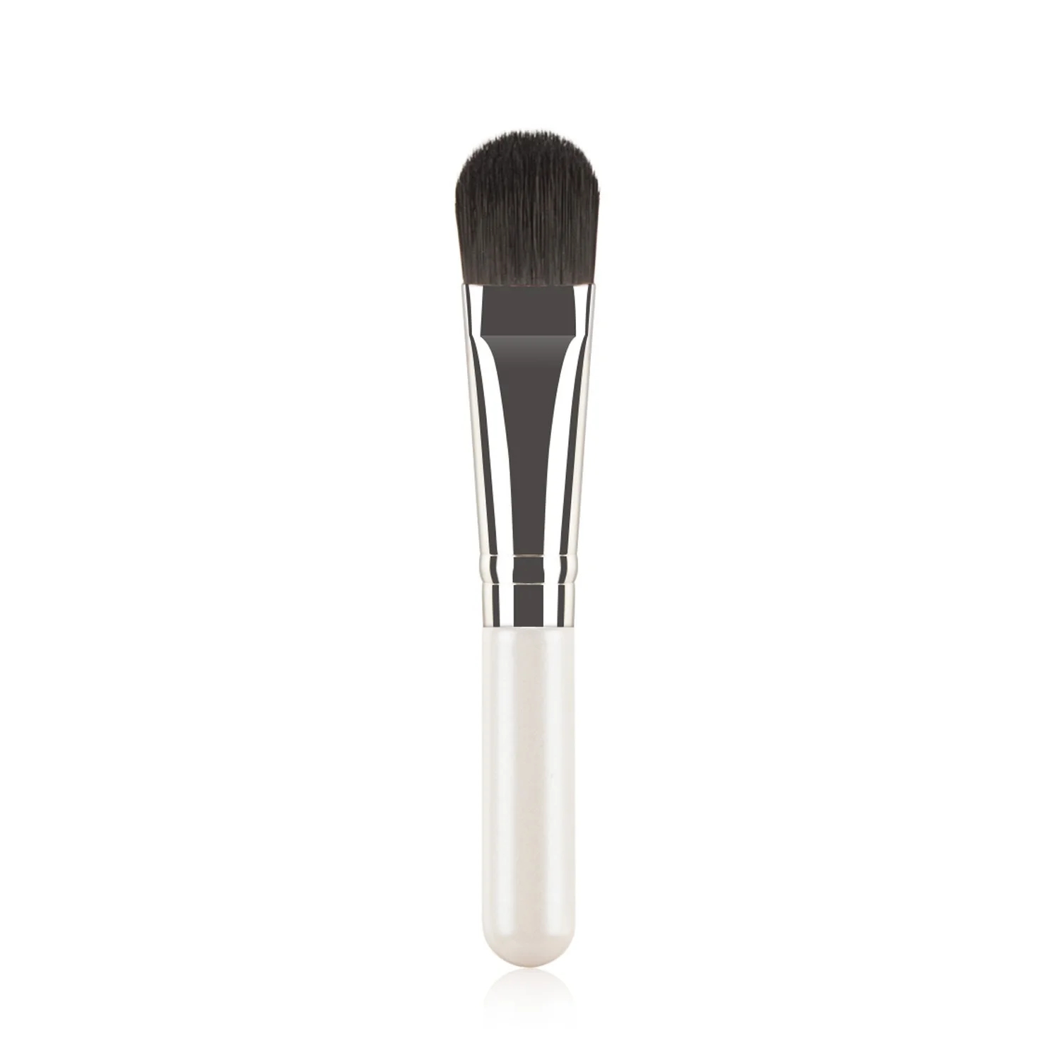 Pinceau de maquillage professionnel à manche blanc – Poils synthétiques végan, idéal voyage