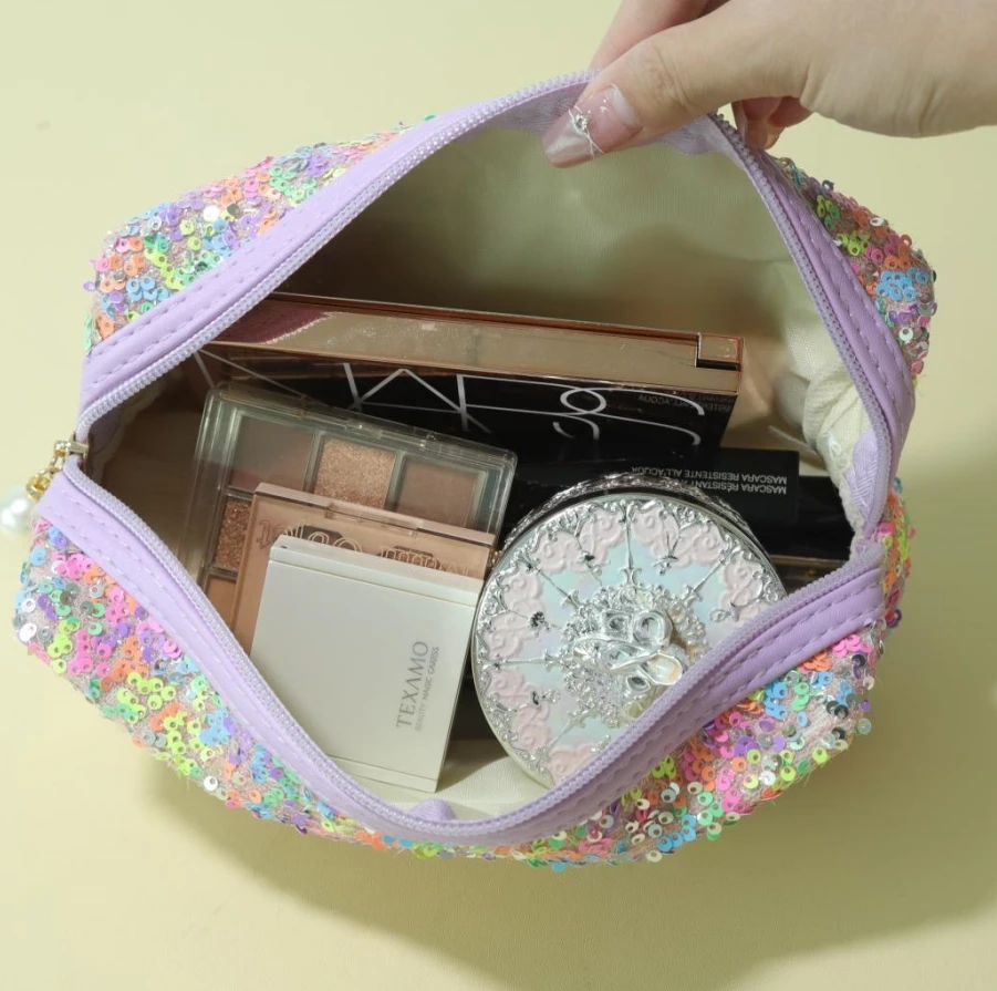 Sac à Cosmétiques Paillettes Luxe Grande Capacité – Pochette Maquillage Mode