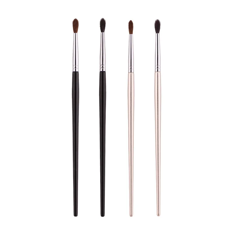 Pinceau de maquillage en poils naturels (chèvre & poney) – Manche bois argenté