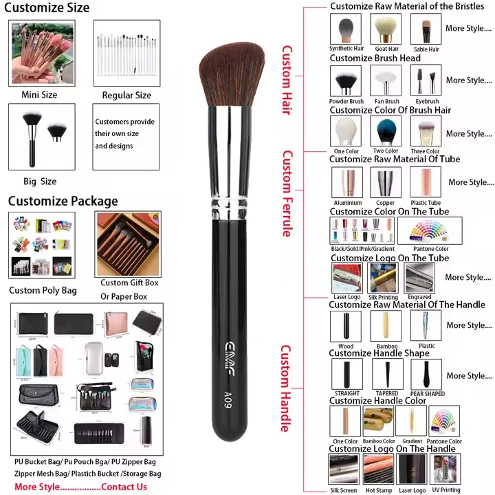 Pinceau de Maquillage Professionnel en Éventail - Manche en Bois & Poils Synthétiques