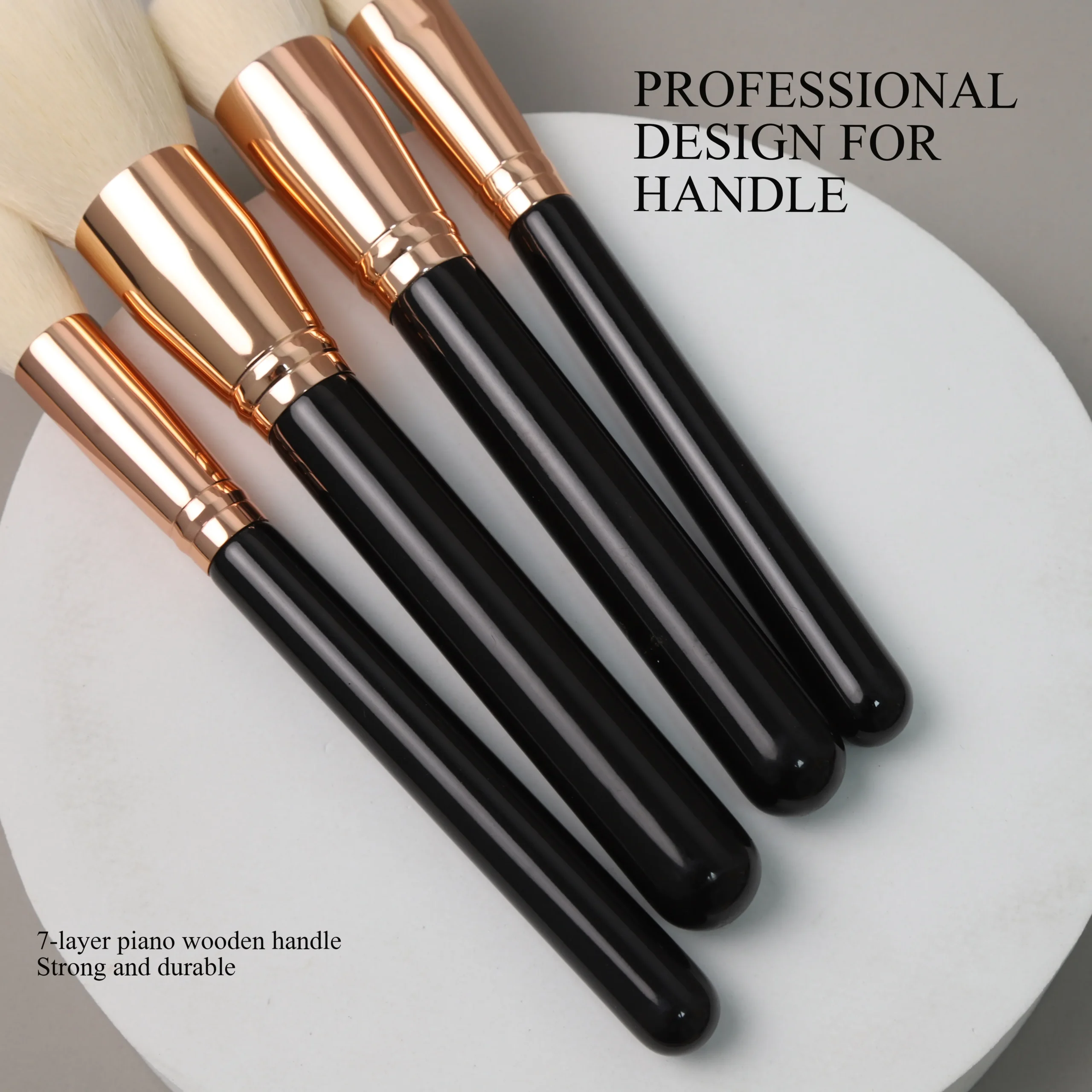 Ensemble 8 Pinceaux Maquillage Professionnels EMF – Poils Ultra-Doux & Manche en Bois Noir