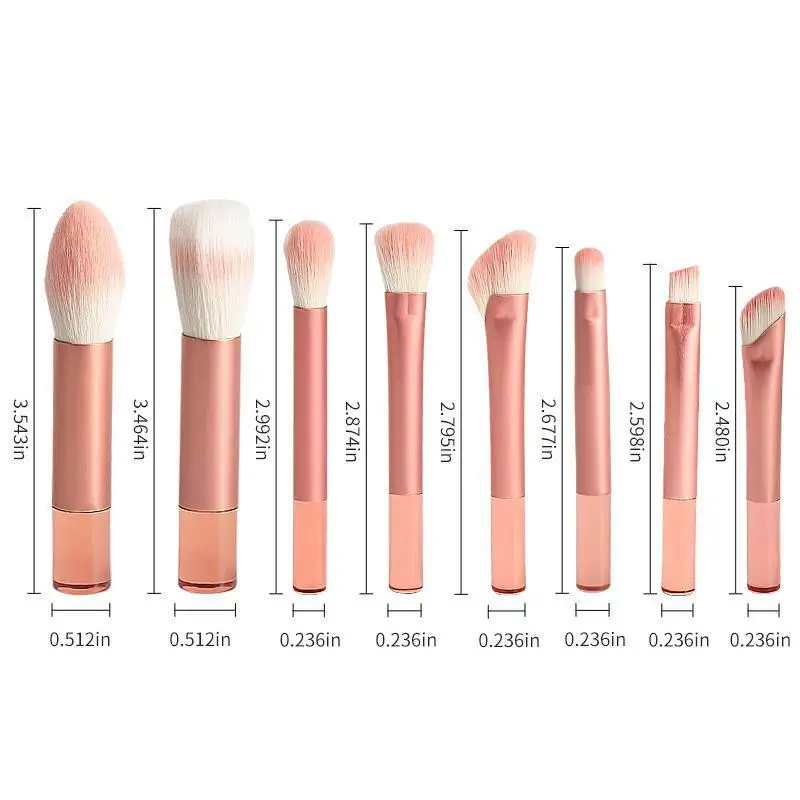 Mini Set 8 Pinceaux Maquillage Manche Cristal Transparent – Idéal Voyage