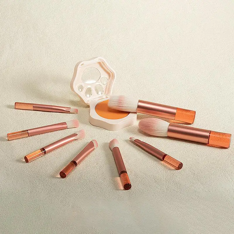 Mini Set 8 Pinceaux Maquillage Manche Cristal Transparent – Idéal Voyage