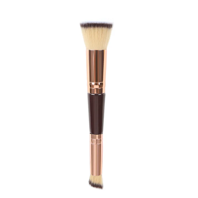 Pinceau de maquillage double embout professionnel – Fond de teint, correcteur & poudre