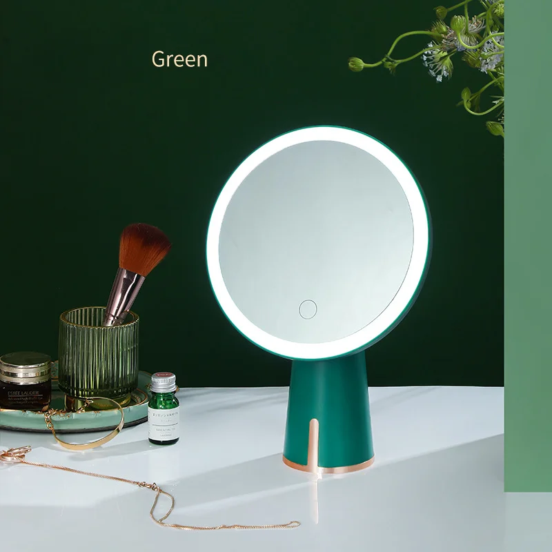 Miroir de maquillage LED rond de luxe – Blanc & Vert | Marque Cormay
