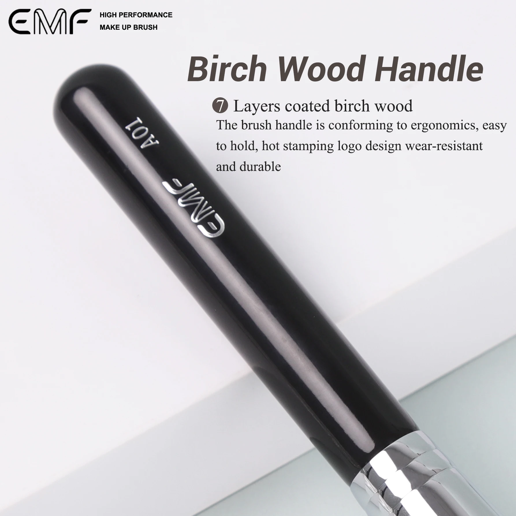 Pinceau Blush Professionnel EMF – Poils Ultra-Doux, Manche Bouleau & Virole Cuivre