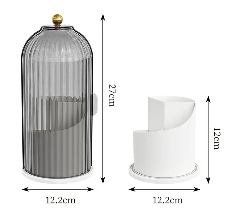 Organisateur Maquillage Rotatif avec Couvercle – Design Pierre, Imperméable & Anti-Poussière