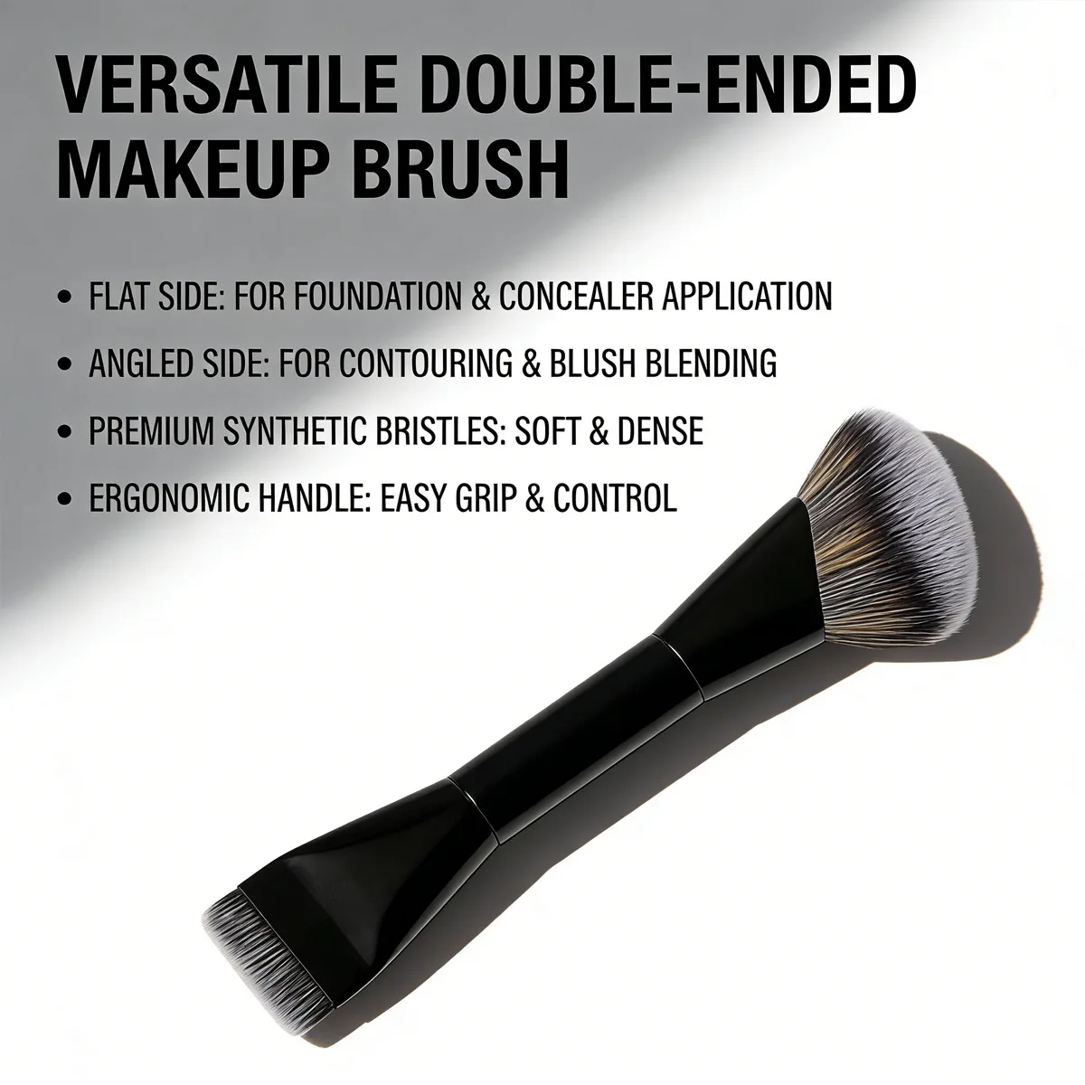 Pinceau Maquillage 2-en-1 Double Extrémité Fond de Teint & Contour – Vegan Pro