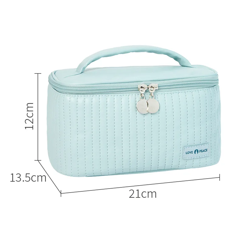 Trousse de toilette voyage femme en cuir PU matelassé – Grande capacité & fermeture éclair