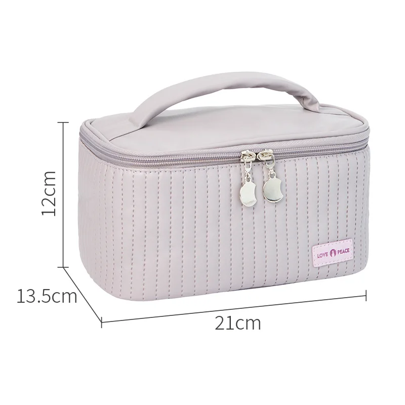 Trousse de toilette voyage femme en cuir PU matelassé – Grande capacité & fermeture éclair