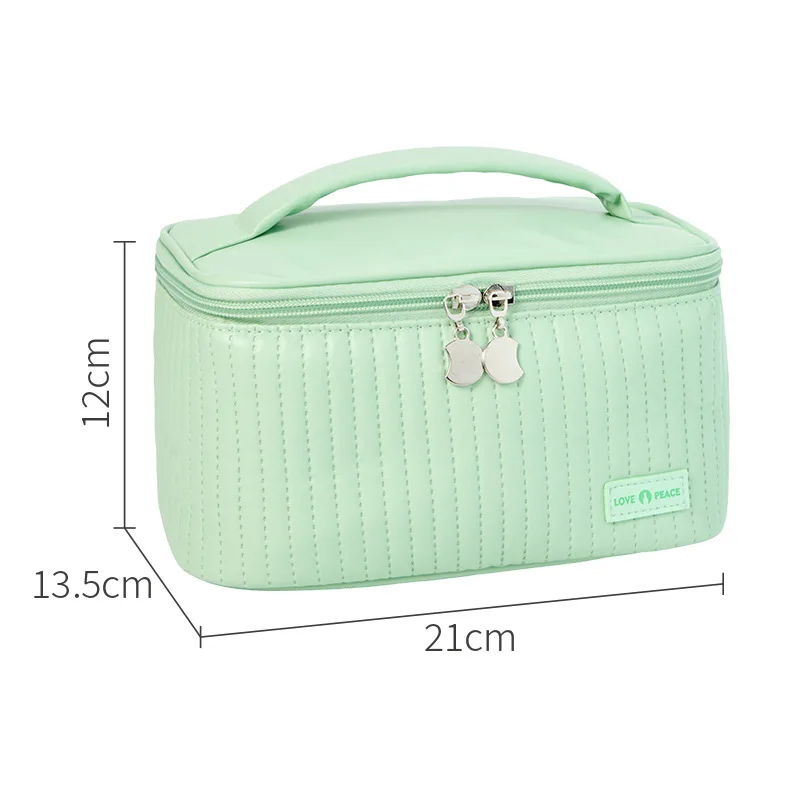 Trousse de toilette voyage femme en cuir PU matelassé – Grande capacité & fermeture éclair