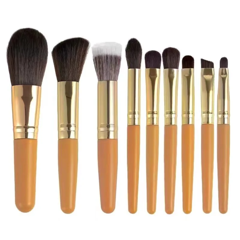 Set 9 Pinceaux Maquillage Professionnels + Trousse de Voyage en PU
