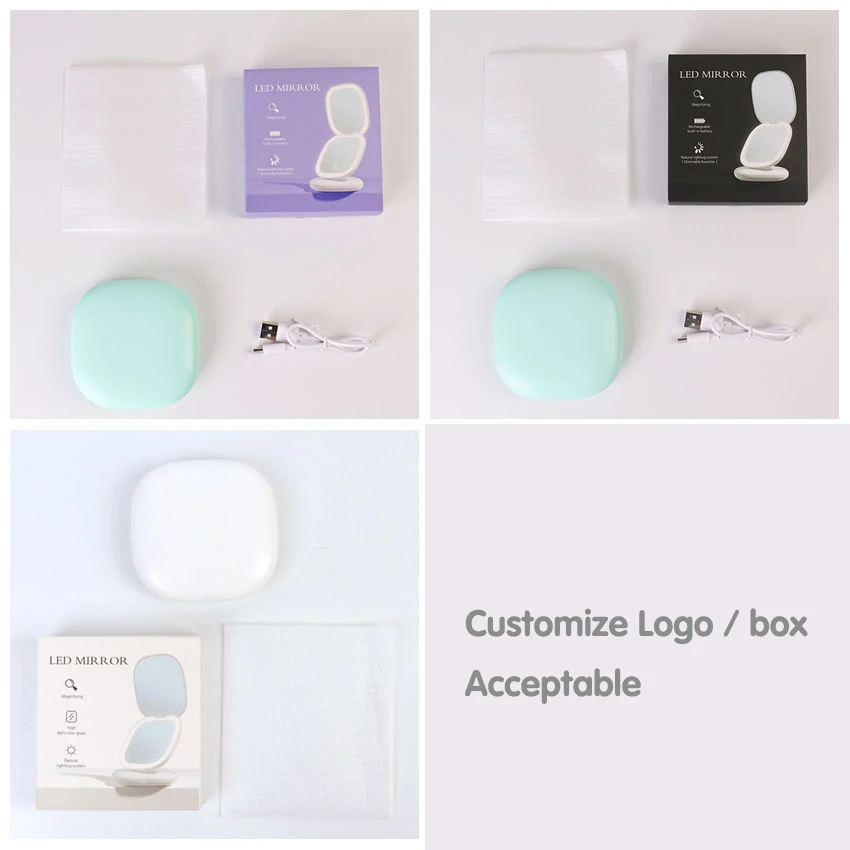 Miroir compact double face LED grossissant 10X pliable – Maquillage parfait en voyage