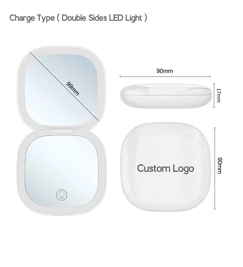 Miroir compact double face LED grossissant 10X pliable – Maquillage parfait en voyage