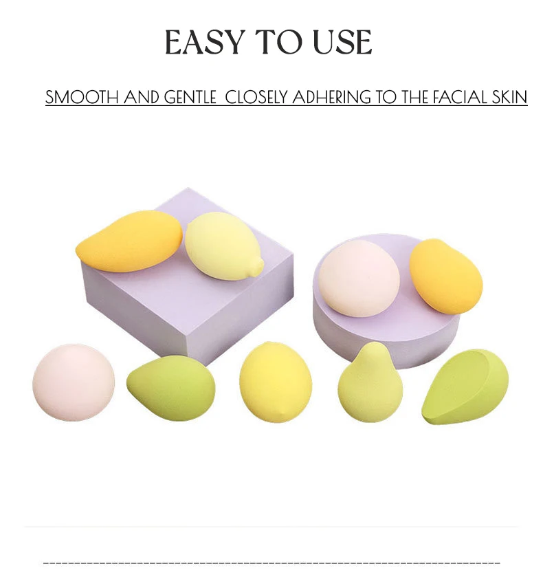 Lot de 3 Éponges Maquillage Forme Fruit – Douces, Sans Latex, Lavables