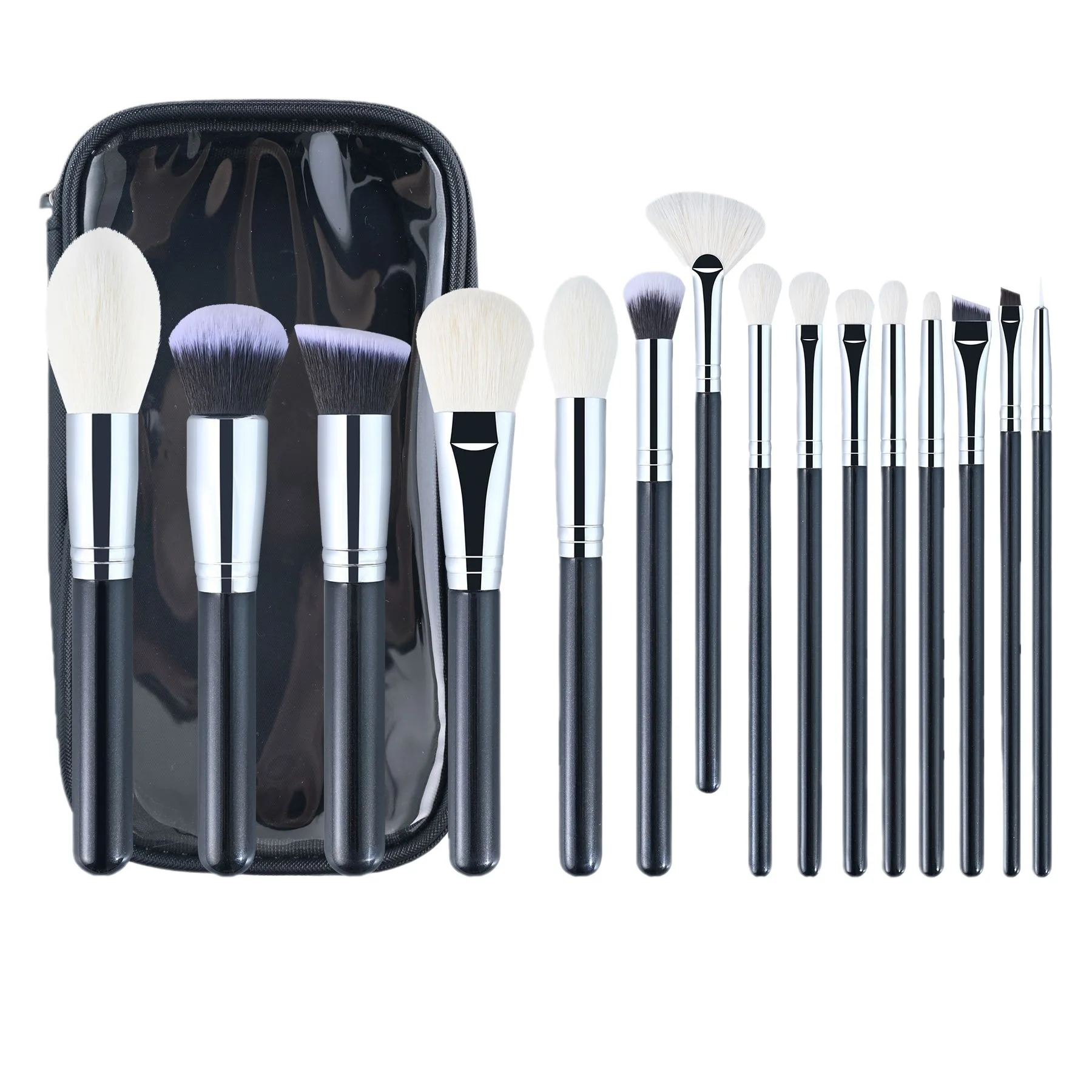 Ensemble 15 Pinceaux de Maquillage Professionnels en Poils de Chèvre – Visage & Yeux
