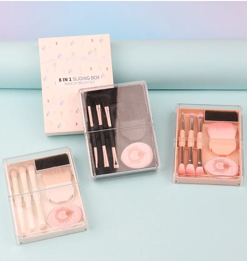 Set 8 Pinceaux Kabuki Maquillage Portable – Voyage & Usage Quotidien