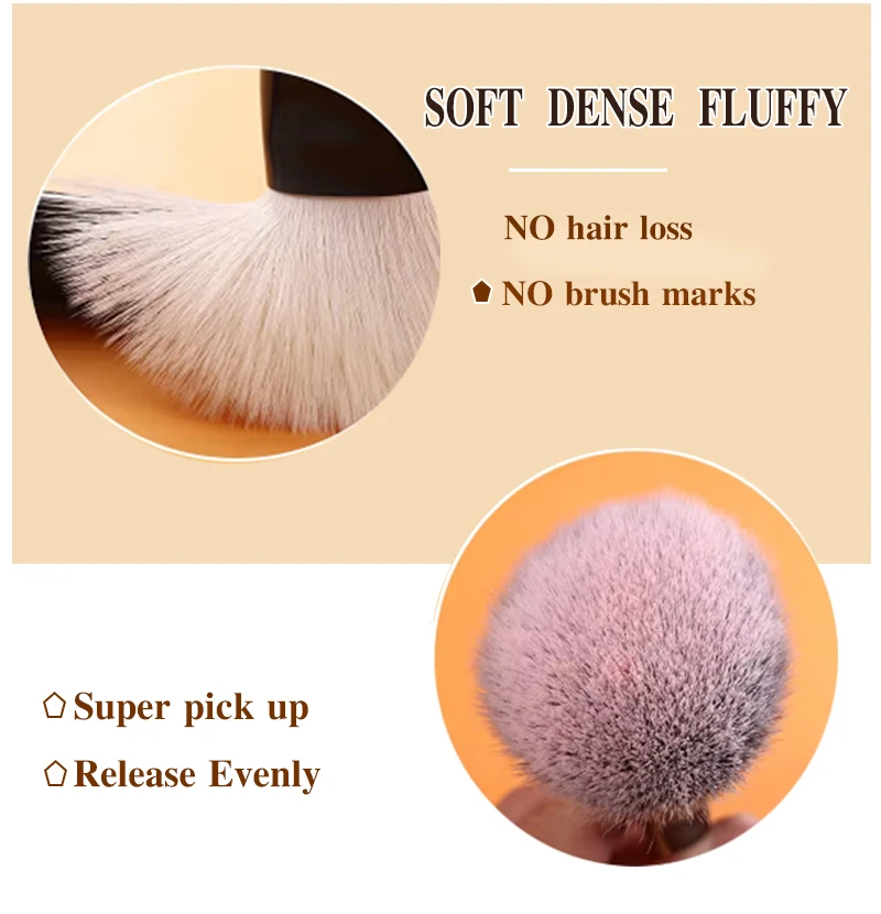 EMF Set 14 Pinceaux Maquillage Professionnels Poils Doux Manche Bois Virole Cuivre