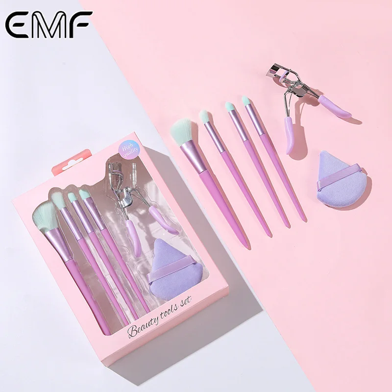 Ensemble 6 Pinceaux de Maquillage Professionnels – Fibres Synthétiques Douces