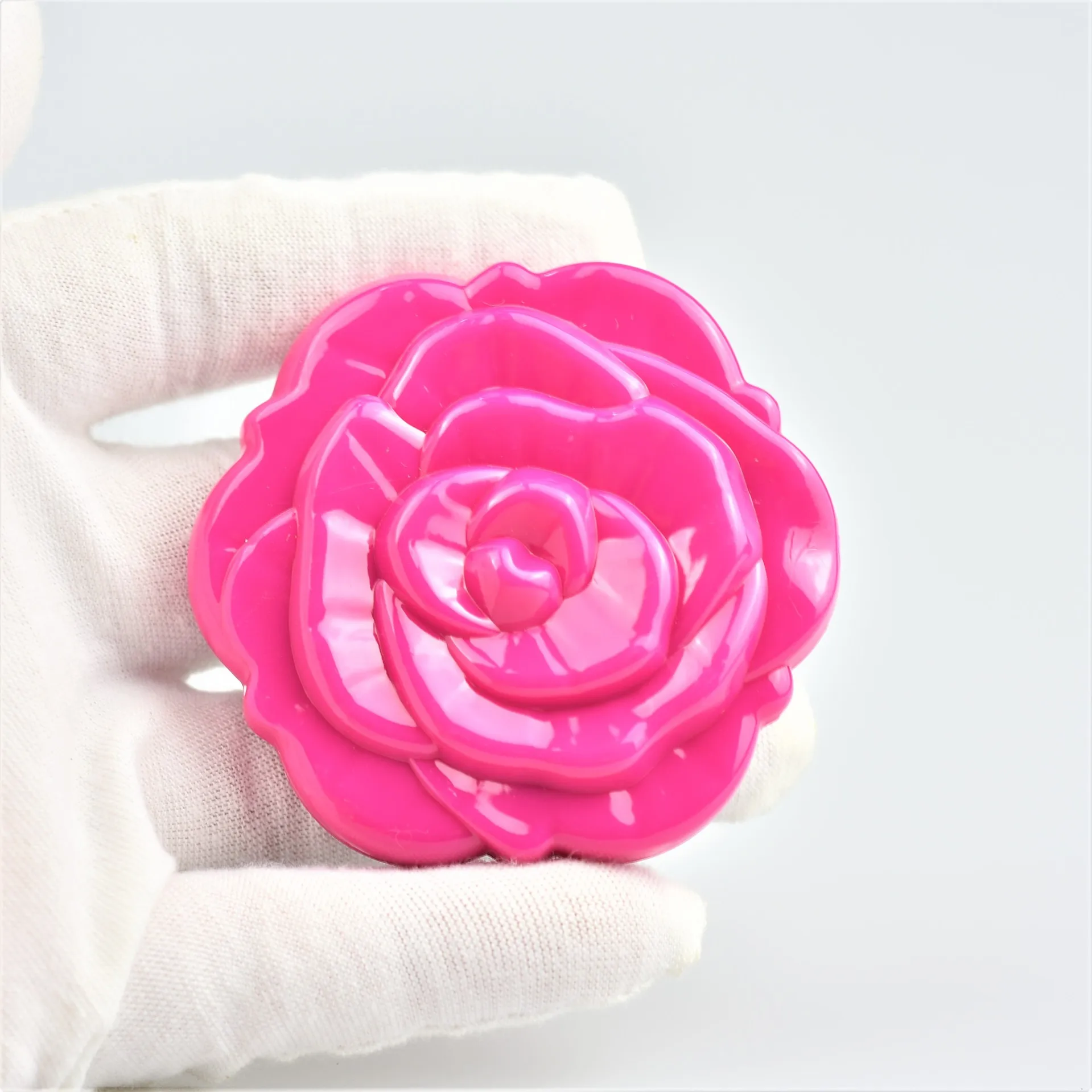 Miroir de poche double face rond – Motif floral rose, personnalisable LOGO