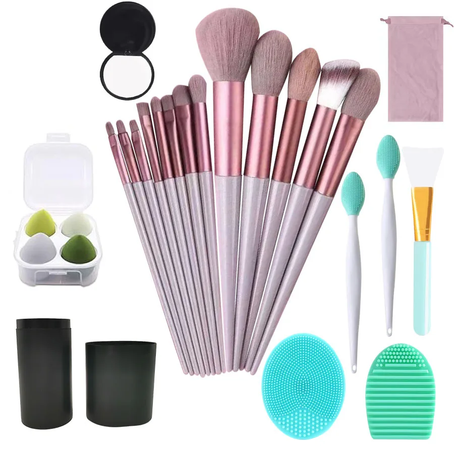 Kit 20 Pinceaux Maquillage Professionnel Poils Synthétiques Doux – Visage & Yeux